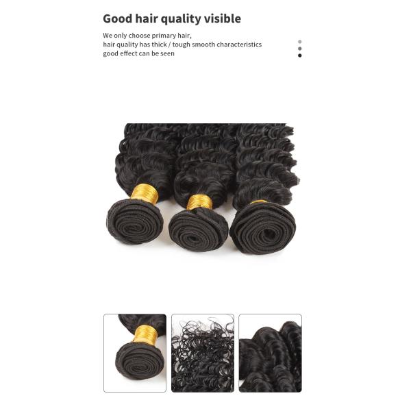 Single Drawn 8a Natural Peruvian Deep Wave Hair Bundles 8inch