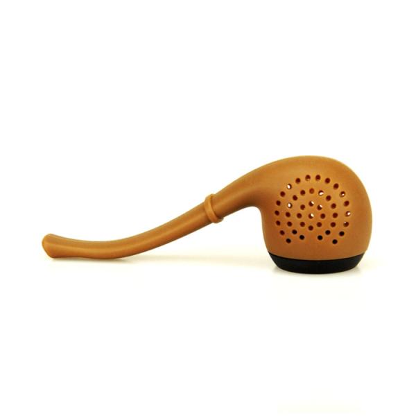 2018 New Promotional Gift Fancy Funny Unique Silicone Tobacco Pipe Shape Green Coffee Tea Bag Tea Infuser