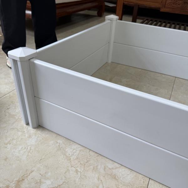 White Raised PVC Planter Box Comfortable Height Rot Resistant