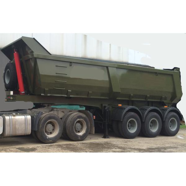 Construction Business Semi Trailer Truck , 3Axles Tipping Trailer Truck High Rigidity