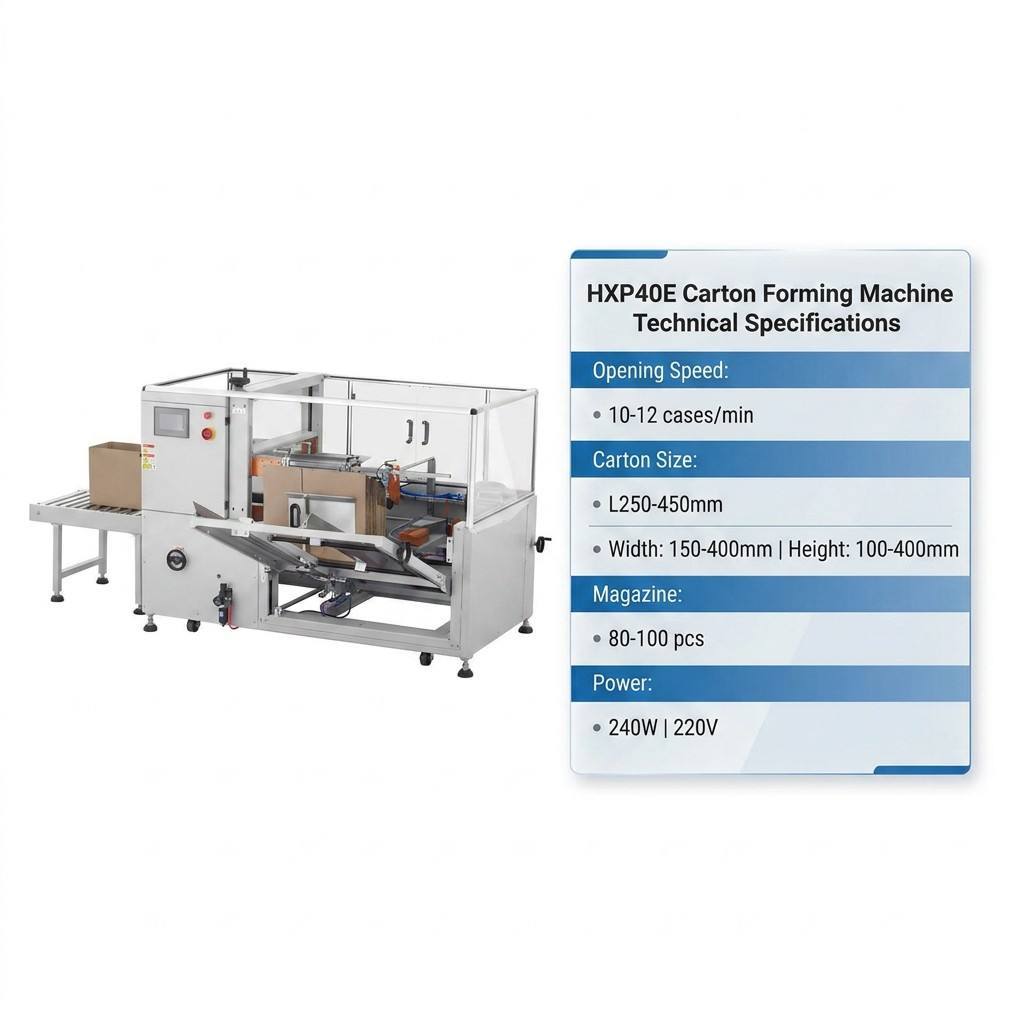 HXP40E Fully Automated Box Forming Device Connecting With Downstream Packaging Conveyor