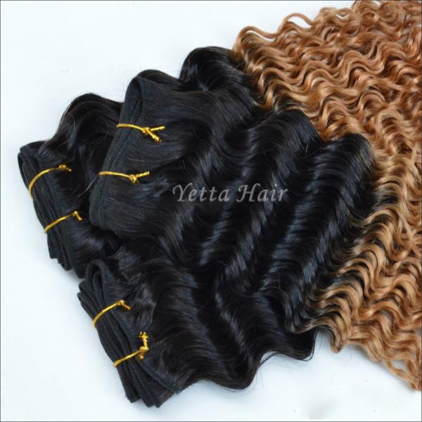 7A Grade Real Ombre Human Hair Extensions , Deep Wave Ombre Real Hair Extensions Two Tone
