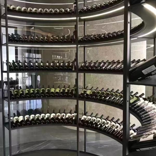 Arc Shaped Metal Wine Cabinet Freestanding Modern Wine Fridge Cabinet