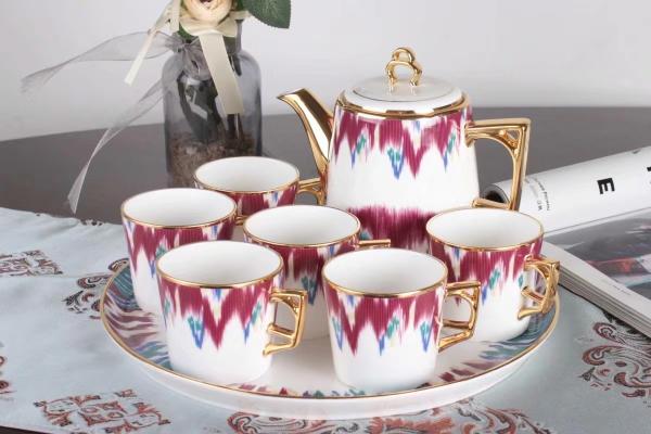 Porcelain Ceramic 15% 24K Matte Gold 200cc Bone China Tea Cups Set