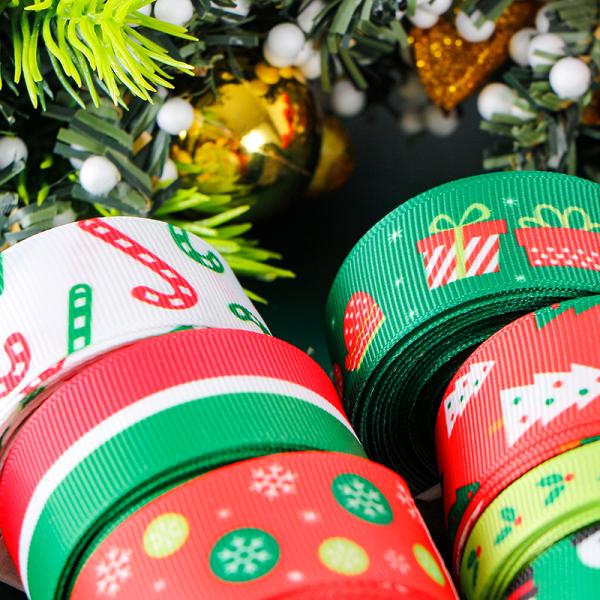 School Occasion MSD Christmas Printed Ribbon Heat Transfer Polyester Ribbon for Holiday Decoration