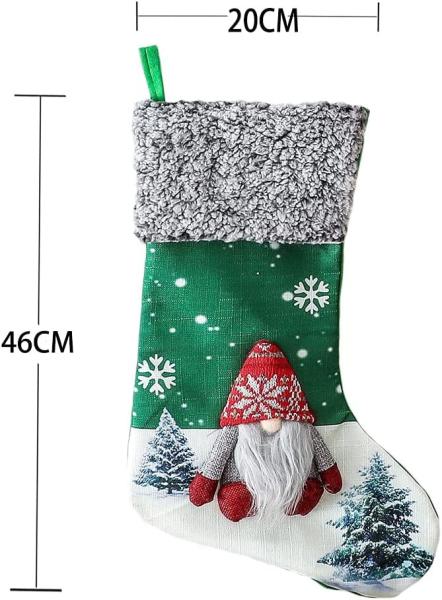 Christmas Stockings 3Pack, 18 Large 3D Gnome Santa Xmas Stockings Decorations with Plush Faux Fur Cuff,
