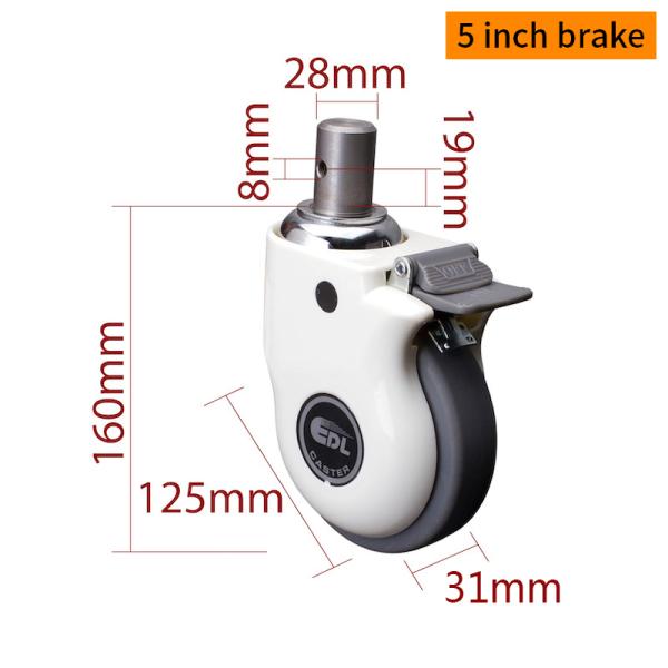 5 Inch Medical Caster Wheels TPE Tread 110kg Load