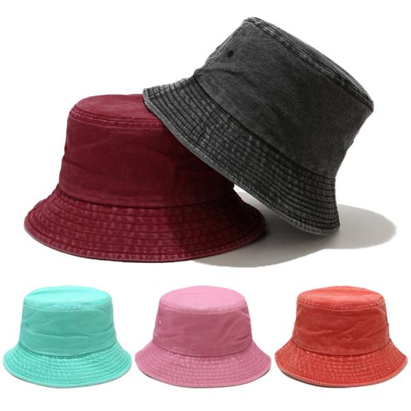 Foldable Plain Fisherman Bucket Hat Washed Cotton Denim cap Unisex For Outdoor