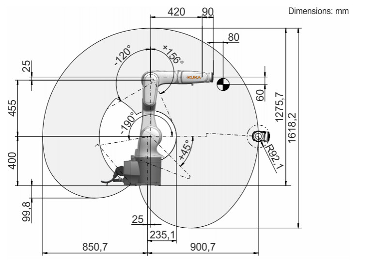 KUKA Robot Arm KR 6 R900-2 используется для пола, потолка, стены, желаемого угла