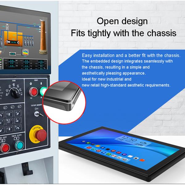 15.6 pouces IP65 Touch capacitif en acier inoxydable Android Terminal de contrôle industriel monté à l'arrière avec montage mural intégré