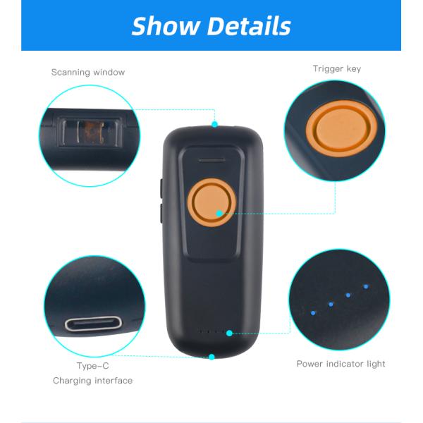 High Decoding Speed 1D CCD Portable Bar code Readers Wireless Laser Barcode Scanner