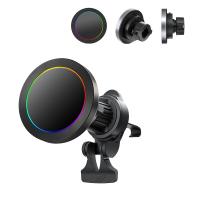 Aluminium Alloy Texture Car Phone Holder For Iphone 15 Pro Max Charger With RGB Light Effect And Adjustable Minimum