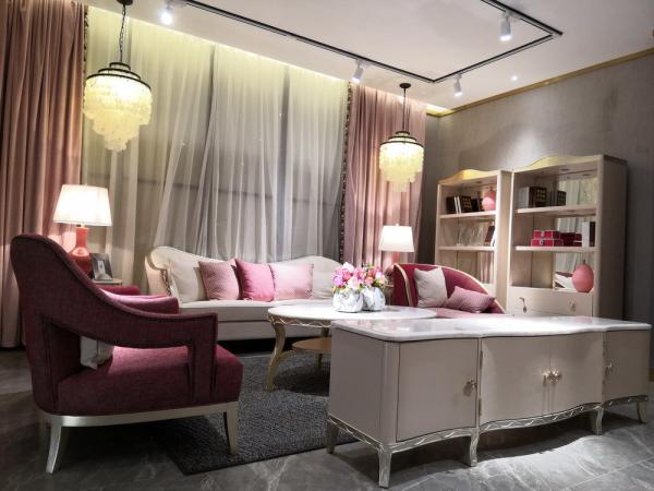 New Classic villa house living room furniture of Wood structure sofa set with Armchair and coffee table TV stand cabinet