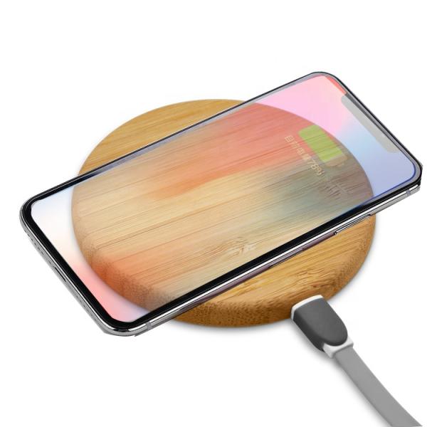 Customized Eco-friendly Baboo/wood made 10W Qi Fast Charging Wireless Phone Charger