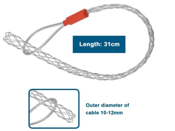 Agarre de tirón de cable para 6-10mm Cable galvanizado de acero inoxidable Cable antideslizante de tracción Manga de malla flexible Cable de cuerda de malla 27cm de longitud Negro