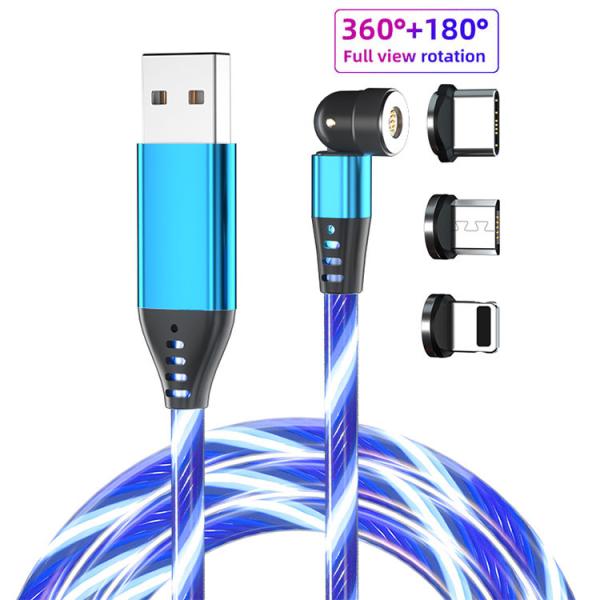 5PIN 1M Magnetic Data Charging Cable Glowing LED Magnetic 3 In 1 USB Charging Cable