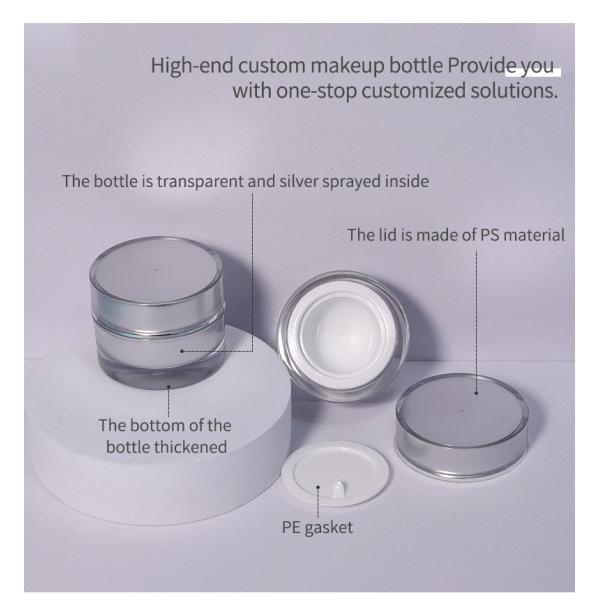 Logo du client Luxe 10g Ronde PS argent vide plastique transparent emballage crème cosmétique pot pour baume à lèvres