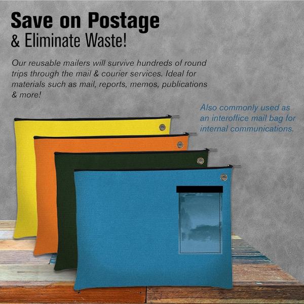 Canvas Interoffice Mailer, 14 oz. | 14W x 11H | Transit Bag | Large Zipper Bag with Grommet | Use with Padlock