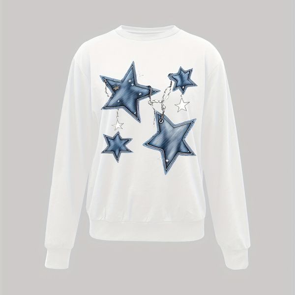 Convention Thickness Crew Sweatshirt with Printing Design and Round Collar for Winter
