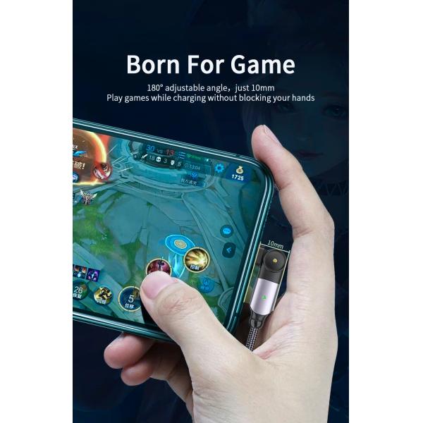 180 Rotate USB A To Micro B Cable Fast Charging LED Charger Data Cable