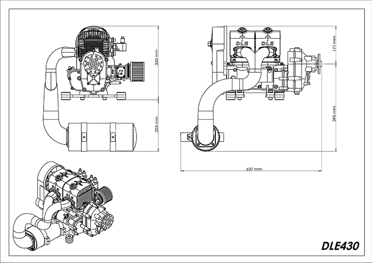 Dle430 Engine / , -, Twin-Cylinder Two-Stroke Air-Cooled Experimental Aircraft