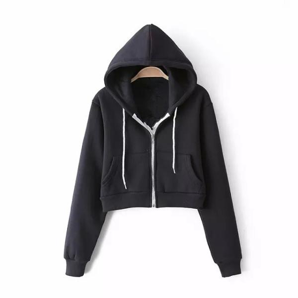 Stylish Ladies Zip Up Hoodies , Oversized Cropped Sweatshirt OEM Service