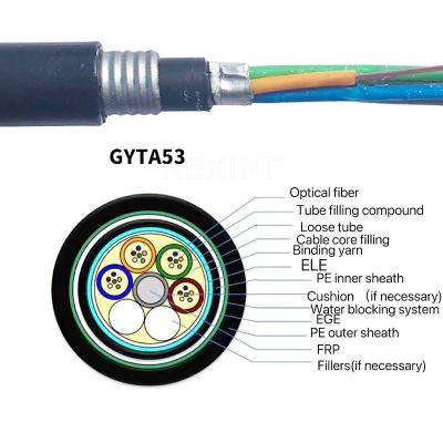 KEXINT FTTH GYTA53 Optical Fiber Cable 2-144 Cores SM G.652D Armored Stranded Outdoor