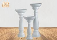 Vases blancs brillants à plancher de pots de fleur de fibre de verre de 3 morceaux avec le piédestal