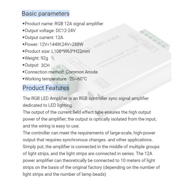 DC 24V DC 12V усилителя прокладки СИД силы синхронизации для света прокладки СИД