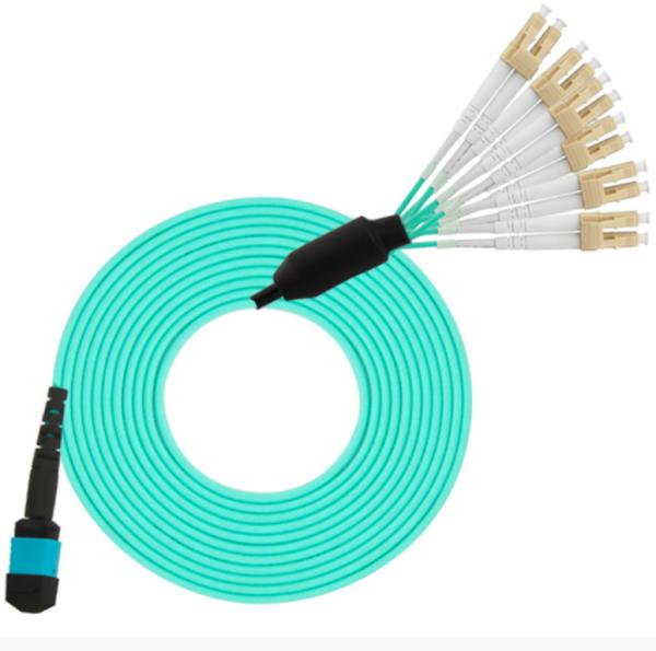 10G 40G Fiber Optic Cable Patch Cord Assembly MPO To LC OM3 Breakout