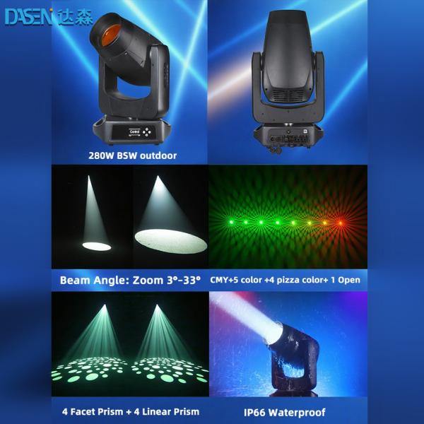 2025 BSW 280W LED Moving Head Stage Light DMX512 Beam Spot Wash 3in1 for DJ Disco Show CMY