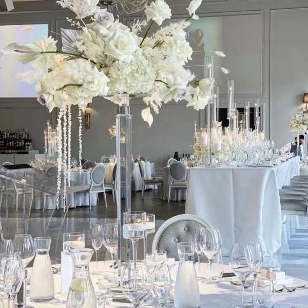 Небольшая кристаллическая ваза с цветами для свадебных центров 90 см