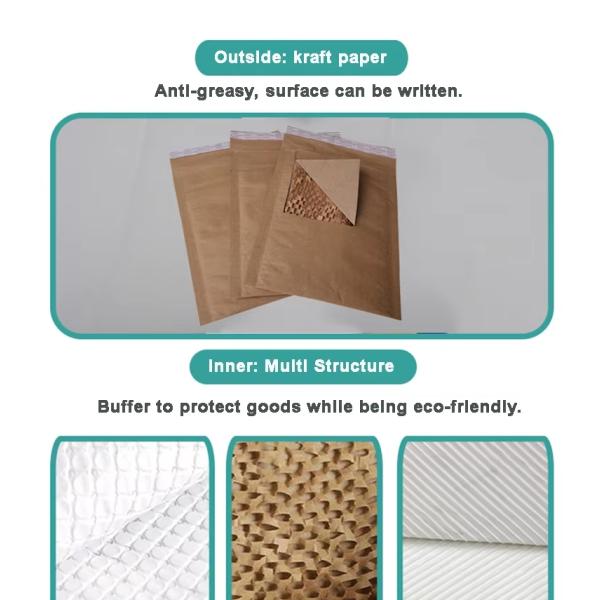 Eco Friendly Compostable Padded Mailer Lightweight Honeycomb Mailer Shockproof