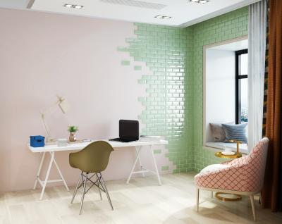 Bathroom Wall Small Subway Tiles 75x150mm with Green Color Glossy Surface