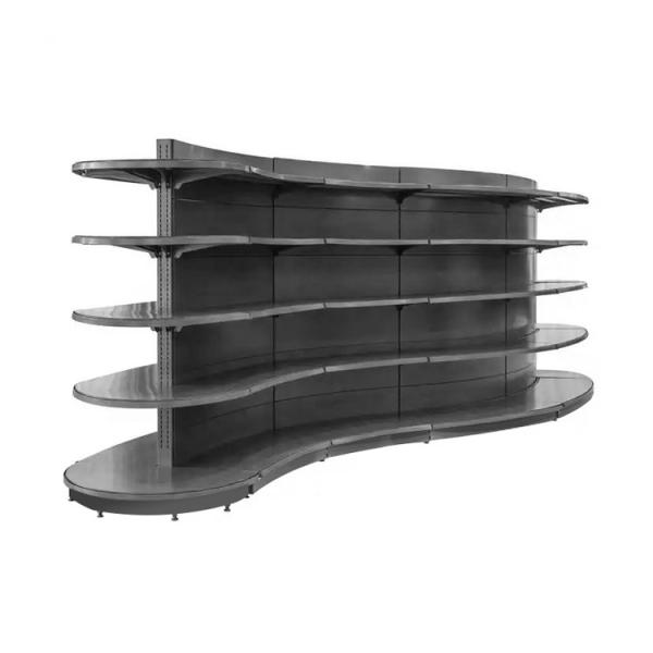 Double-Sided Supermarket Shelves 5-Tier Metallic Gondola Rack