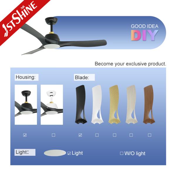 52 Inch Modern Black Ceiling Fan with LED Light Featuring Silent DC Motor and Durable ABS Blades