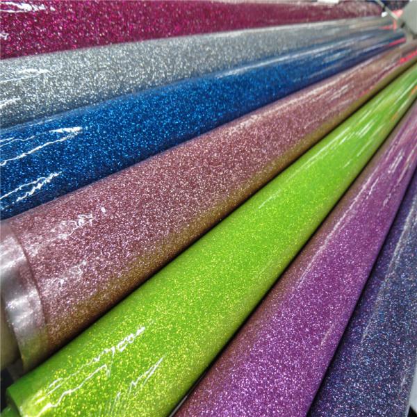 Durable Synthetic Leather Glitter Pvc Fabric Rose Red Color For Making Bags