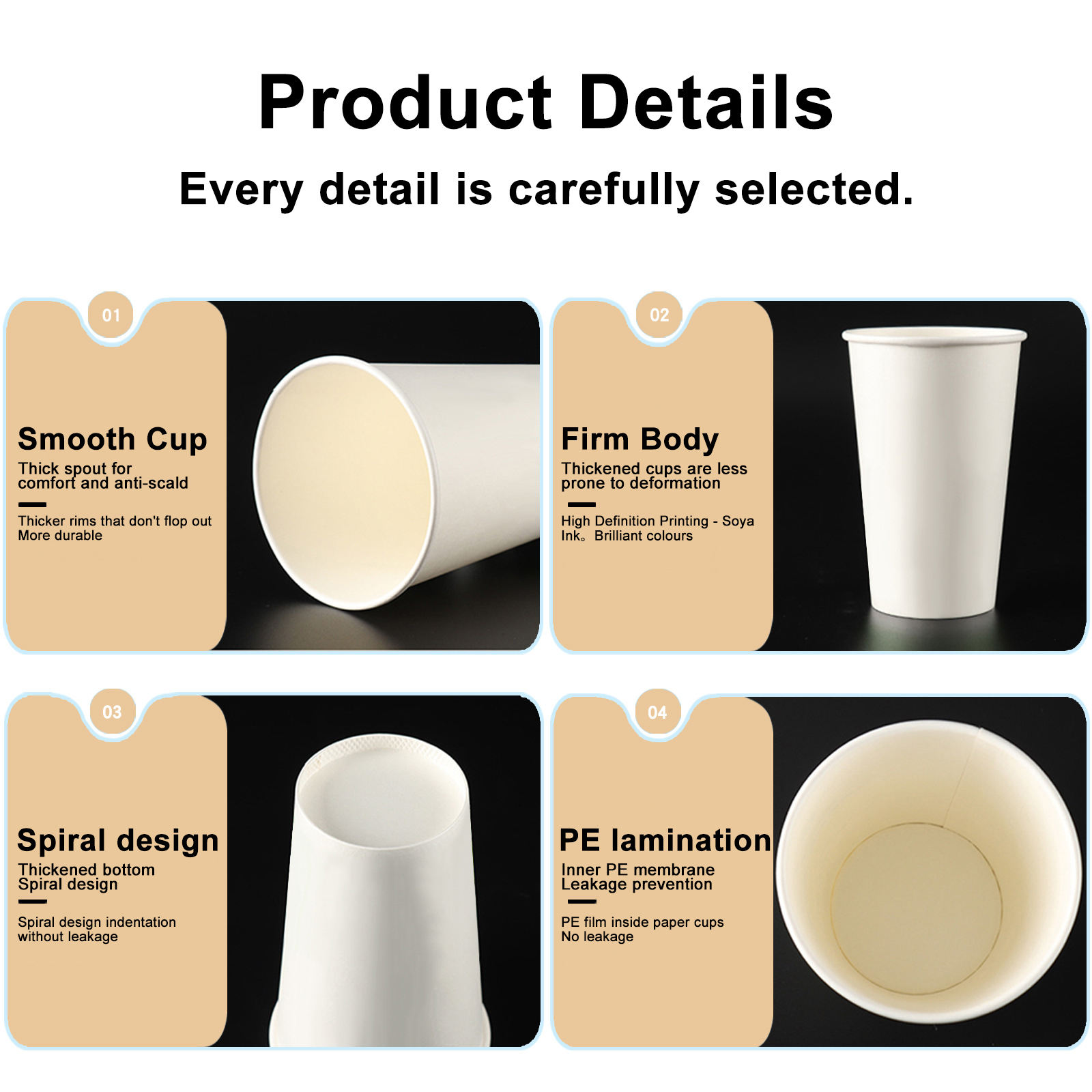 Disposable Paper Cup For Home Office Advertising Printing Color Coffee Milk Tea Hot Drinking Water