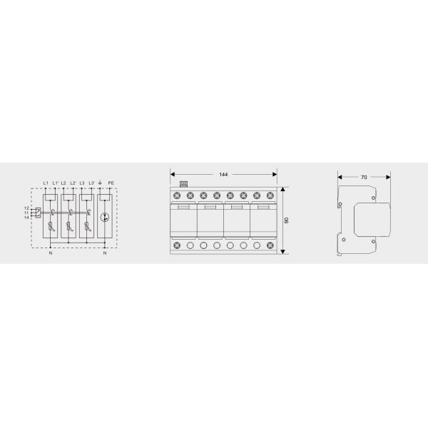 BR-25M 3P+1NPE 25kA T1+T2 варисторный захватник B+C Низкое напряжение 3 фазы AC Spd защитник от молнии