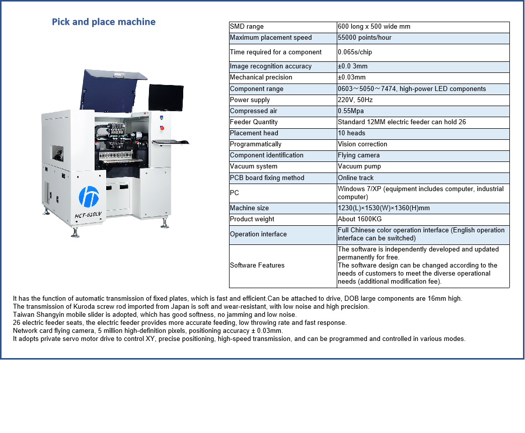 Electronics Production Machinery DOB Automatic Smd LED Making Chip Mounter Assembly Pcb Smt Pick and Place HXT Machine