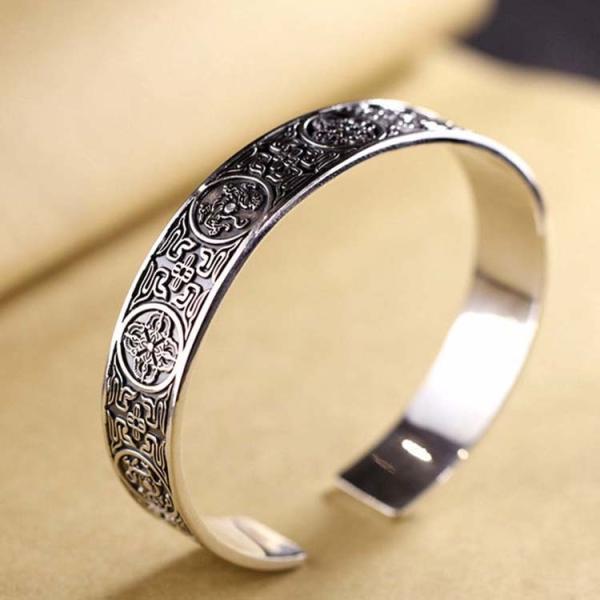 Retro Sterling Silver Cuff Bangle Bracelet for Men and Women (XH056470W)