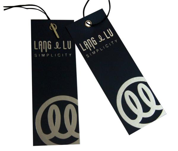 Gold Eyelet 400g Artpaper Gold Logo Clothing Hangtags For Lady Garments Matt Coat