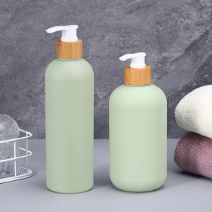 400 ml 500 ml Soft Touch Cosmetic Squeeze Bottle com tampa de bambu para shampoo