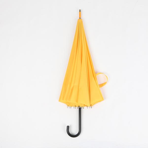 Yellow Curved Handle Umbrella Lady Fashion Plastic J Handle With Leather Cover