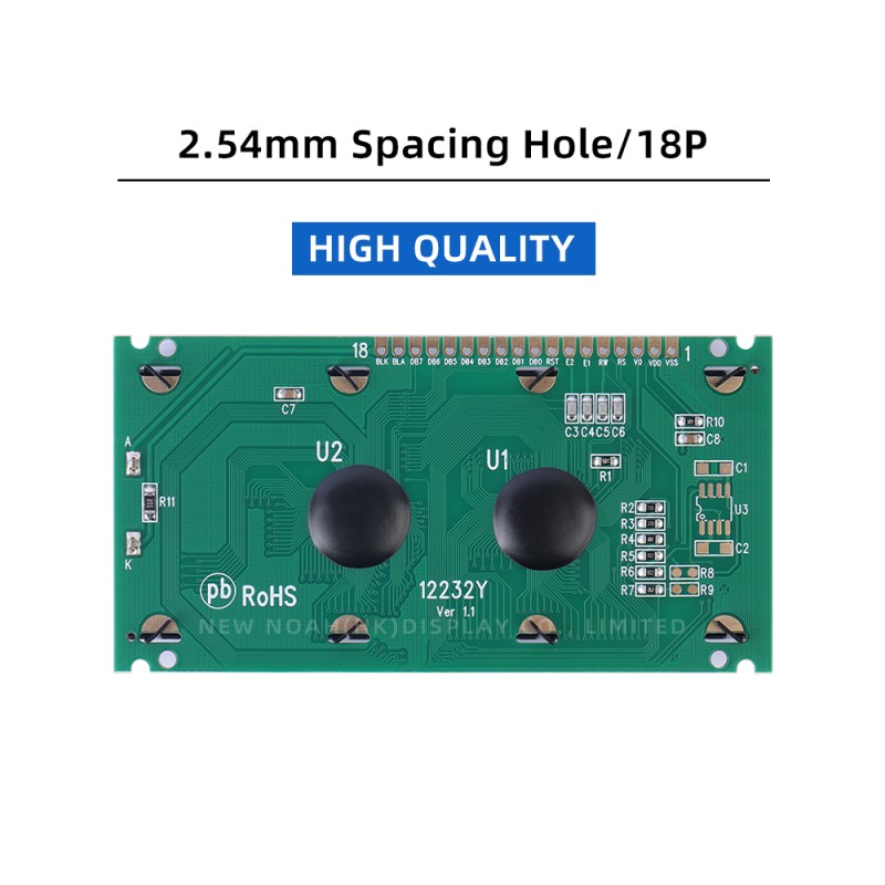 Grey Film 12232Y Display Module Parallel Port LCD Screen 18PIN Standard Interface 122X32 Graphic Screen