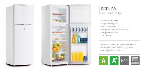 Electric Fast Cooling Double Temperature Stactic Cooling Double Door Manual Defrost Refrigerator 138L High Capacity