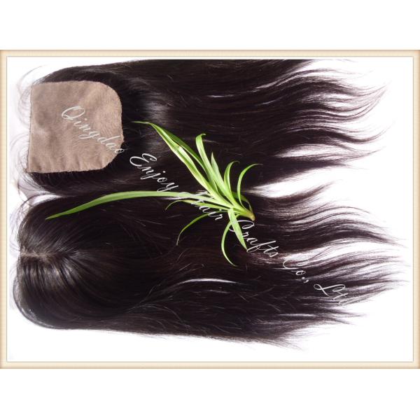 Silk top closure 4''x4'' peruvian virgin hair natural color,straight 10''-24''middle part