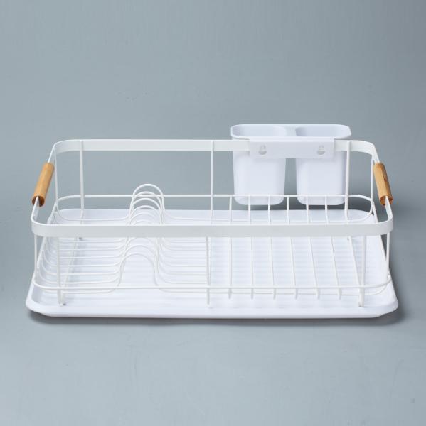 Metal Kitchen Bowl Drying Dish Rack With Detachable Plastic Drip Tray Customized Logo
