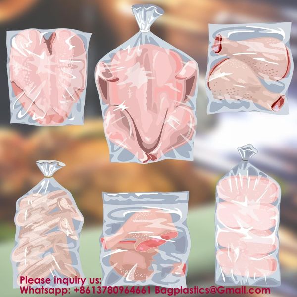 Shrink Wrap Freezer Poultry Shrink Bags Chicken 3 Size Clear Poultry Heat Shrink Wrap With White Ties  Clear Silicone Straw For Rabbits Turkey Meat Food Storage