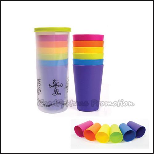 customed logo promotion stacked 6pcs set Eco pp rainbow coffee water milk bottle mug cup